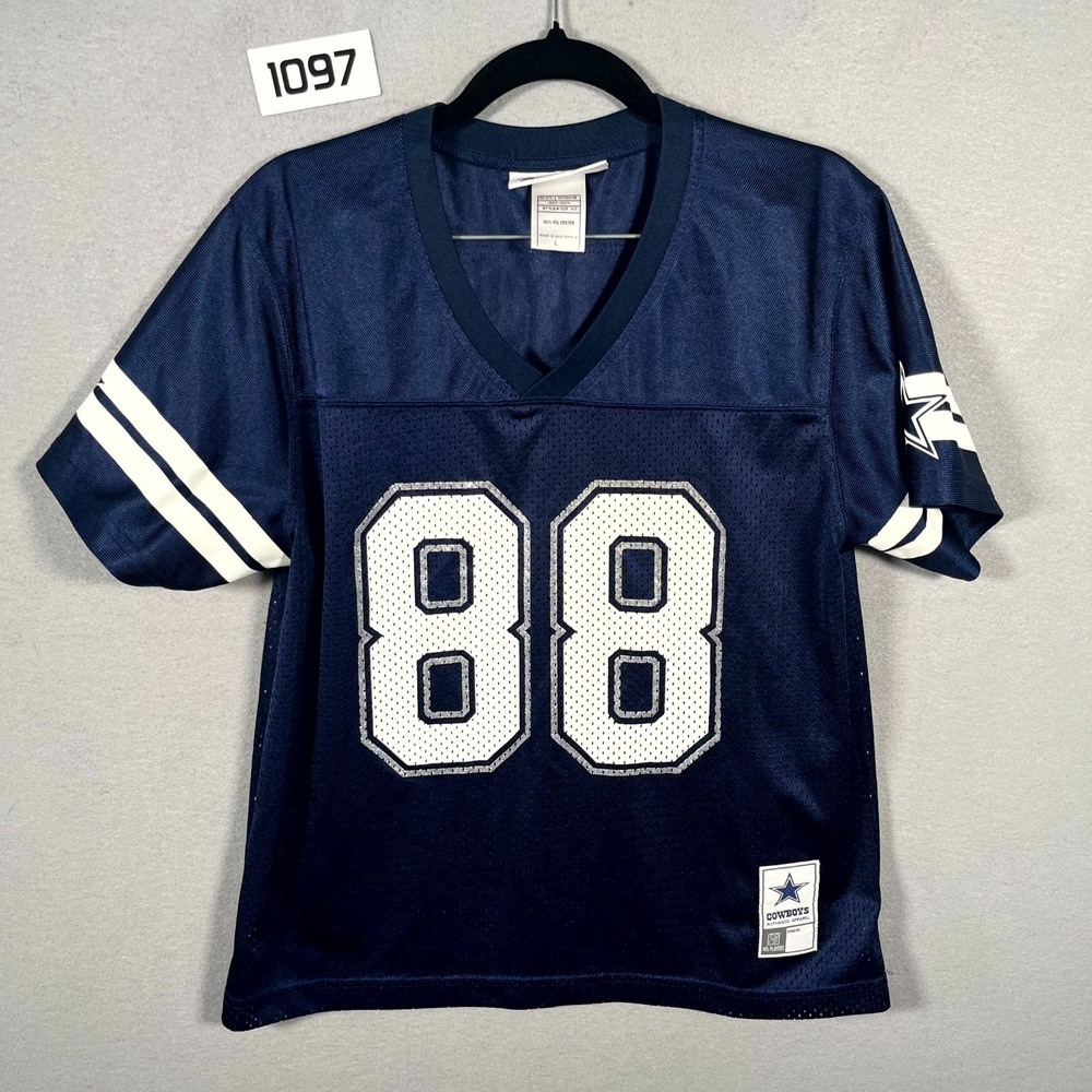 Dallas Cowboys 88# Dez Bryant Football Jersey Boys Large Blue NFL V Neck Sports